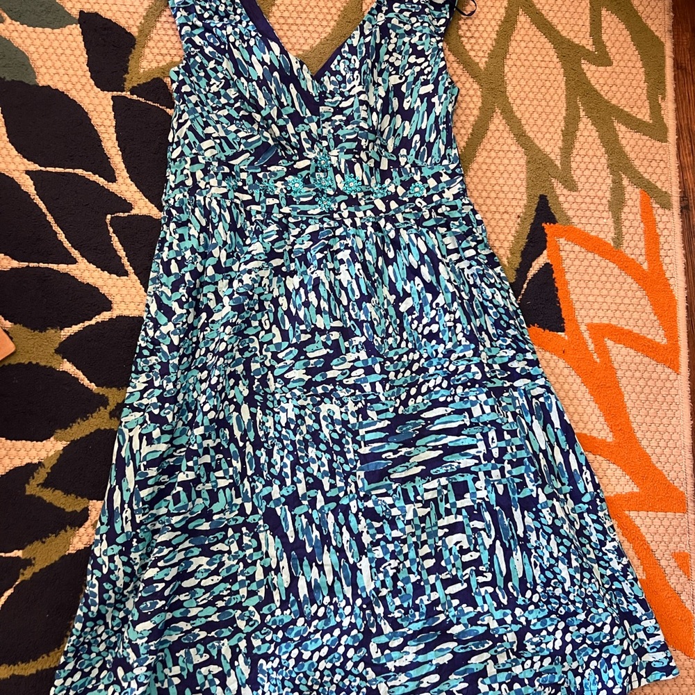Chic Blue Abstract Maxi Dress